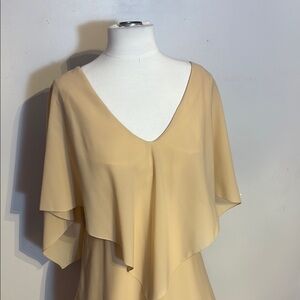 Vintage Y2K Cream Asymmetrical Sundress with Flutter Sleeves